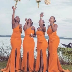 Africane Girls Orange Long Mermaid Damigames Dresses One Show with Women Desriato Destate per ospiti Vestitidos BC18658