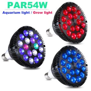 Akvaryumlar 54W LED Akvaryum Ampul E27 Full Spectrum Coral Lambası Aquatic Bitkiler Tuzlu su deniz suyu balık tankı aydınlatması için ışıklar büyüyor