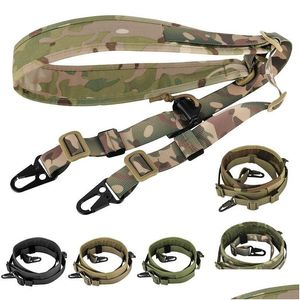 Taktik Sling İki Nokta Çift Açık Hava Spor Ordusu Av Tüfeği Çekim Paintball Dişli Airsoft Strap Gun Lanyard No12-022 Drop Deliv Dhwly