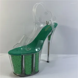 Dans Ayakkabıları Sahne Modeli Eğitim Seksi Parlak yeşil 20 cm Stiletto Heels Banquet Performansı Gece Kulübü