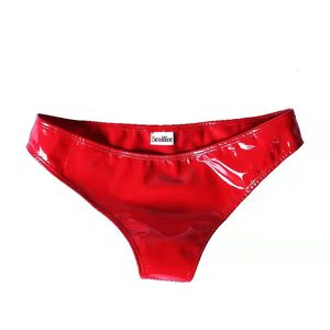 Mulheres brilhantes de cintura baixa PVC Shorts para sexo erótico erótico sexy bainha de fetiche de roupa íntima molho de látex Mini calças sexi 240419