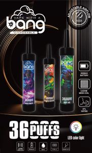 Bang 36000 puf Tek Kullanımlık Vape Şarj Edilebilir E Sigara Bobini 40ml E-sıvı Puff 36k VAPER 0%2%3%5%Tek Kullanımlık Elektronik Sigara LED Renk Işığı