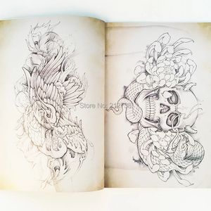 Japanische traditionelle Tattoo Flash -Buch Buddha Ganesh Fash Hannya A4 Größen Malmale chinesisches Totem für Anfänger 240418