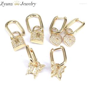 Серьги с свиньями 5 пары Drop-Earrings Brincos Jewelry CZ Crystal циркон Сердце Сердце Пластковое покрытие Batterfly Gold для женского подарка
