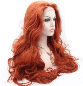 Продукты для волос Длинный медный красный парик Длинной натуральный волнистый.