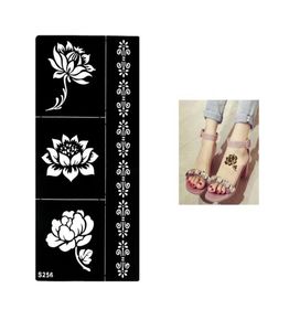 Whole1 лист временный черный хну лотос цветы трафарет татуировки