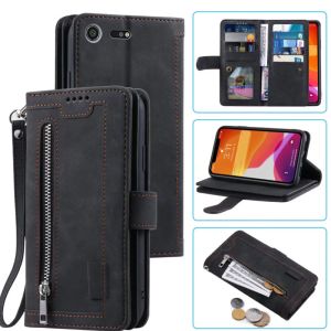 Brieftaschen 9 Karten Brieftasche Hülle für Sony Xperia XZ Premium Case Card Slot Reißverschluss Flip Folio mit Armband Karneval Sony XZ Premium Cover