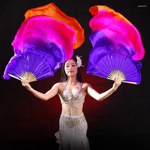 Sahne Giyim 18 Renkler Performans Mülkiyet Dans Fanları İpek Peypler Renkli 180 cm Kadın Belly Fan (2 parça)