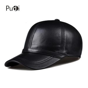 HL091 Bahar Orijinal Deri Mans Beyzbol Kapağı Erkek Ayarlanabilir Kamyoner Sürüş Siyah Şapkalar 240323