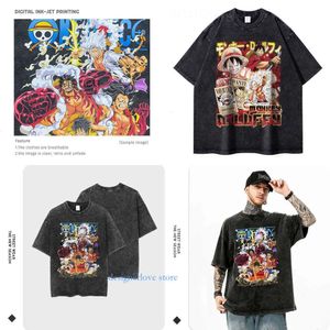 Tasarımcı Erkek T Shirt Maymun Luffy Gömlek Sokak Giyim Vintage Yıkanmış Anime Tek Parça Tshirts Yaz Harajuku Kısa Kollu Büyük Boy Üstler Haikyuu Tees Erkekler