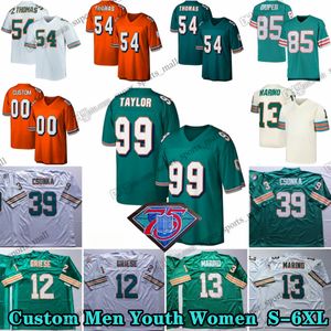 Custom 75th Vintage 13 Dan Marino 1968 футбольные майки 86 Ларри Литтл 12 Боб Гриз 83 Марк Клейтон 85 Марк Дупер 57 Дуайт Стивенсон 22 Меркурий Моррис 13 Джейк Скотт