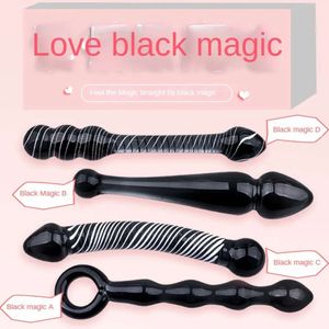 Черные хрустальные стеклянные игрушки фаллоимитатор анальный плагин гей сексуальные двойные бусины для мужчин/женщин вагинальный приклад