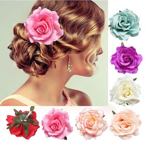 Gül yapay çiçek broş gelin düğün partisi saç tokası kadın saç klipleri deniz partisi festivali saç aksesuarları