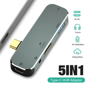 Hubs USB C HUB Tip C - Multi USB 3.0 Hub HDMI Audio Jack Adaptör Adaptörü MacBook Pro Huawei USBC 3.1 Ayrıştırıcı Bağlantı Noktası Tipi C Hub