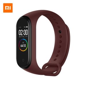 Bileklikler Orijinal Xiaomi Mi Band 4 Bluetooth 5.0 Kalp Hızı Sensörü Amoled Renk Ekran 5atm Su Geçirmez Miband Akıllı Bilezik Uygulaması Mi Fit