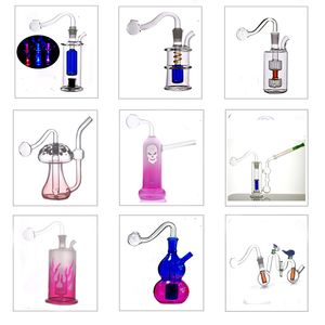 2Set Стеклянная масляная горелка Bong Bongah Bubbler Tipes с двойной матричной сотовой ловцой Perc Perc с 10 -миллиметровым аксессуарами для курящей трубы с 10 мм 20Sture для варианта