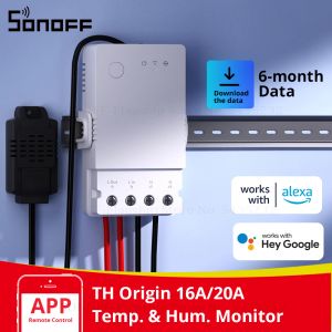 Sıcaklık Nem Monitörü ile Menşe 16A 20a WiFi Akıllı Anahtar Alexa Google Assistant için