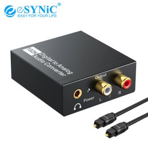 Dönüştürücü Esynic 192kHz DAC Ses Dönüştürücü Dijitalden Analog Dönüştürücü Koaksiyel Toslink'e Analog Stereo L/R RCA 3.5mm Jack Audio Adaptör