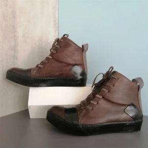 El yapımı erkek ayak bileği botları gerçek deri yüksek kaliteli moda gündelik spor ayakkabılar el boyama büyük boy erkekler botas p30d50
