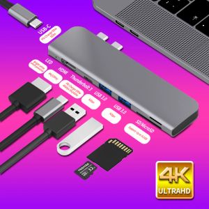 Hubs USB 3.1 Typec Hub - HDMI Adaptör 4K Thunderbolt 3 USB C HUB MacBook Pro/Air 2018 2020 için Hub 3.0 TF SD Okuyucu Yuvası PD