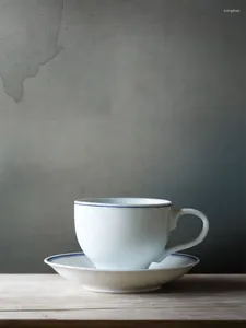 Kupalar el yapımı kahve kupa yüksek kaliteli seramik porselen fincan batı tarzı marka retro ikindi çay bardağı ve tepsi 300ml