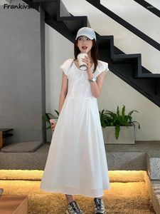 Sıradan elbiseler kadınlar fshion sevimli yaz Kore tarzı mizaç estetik basit ihale sokak kıyafeti gevşek kısa kollu