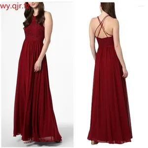 Parti Elbiseleri GZRM-4005#Gece Elbise Uzun Dantel Şifon Mezuniyet Kırmızı Şarap Düğün Aynı