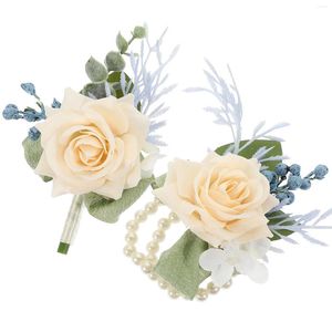Flores decorativas Corsage Casamento Arranjos florais Man Suits Artificial para pano Boutonniere