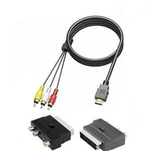 HDMI ile uyumlu 3RCA SCART İkinci Bire Bir Adaptör Kablosu 1.5m HDMI Uyumlu Erkek S-Video-3 RCA AV Kablosu 3 RCA Fono