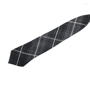 Bow Ties Vintage Gri Damalı Ön Bağlı Ön Bağlı Polyester İpek Kravat Japon Kolej Okulu Üniforma JK Bowtie Resmi Neckwear