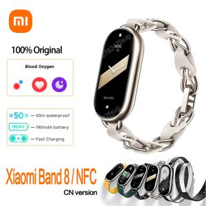 Bileklikler Xiaomi Mi Band 8 NFC Akıllı Bileklik AMOLED Ekran Miband 8 Kan Oksijen Fitness Traker Su Geçirmez Xiaomi Akıllı Band 7 8