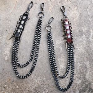 Cüzdanlar Erkekler Siyah Görsel Heavy Rock Metal Hip Hop Pantolon Cüzdan Keychain Yıldız Şekli Kolye Metal Bağlantı Zinciri Punk Jean Zinciri BL15