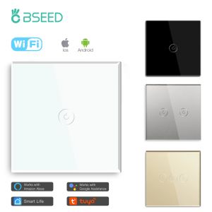 Kontrol Bseed WiFi Akıllı Anahtar 1/2/3gang 2way Hafif Touch Switch Kristal Cam Panel Tuya ile Çalışma Google Alexa Akıllı Yaşam