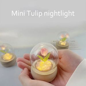 Mini lale gece ışık el yapımı diy malzeme sevimli atmosfer lambası ev dekor doğum günü hediyesi kızlar için aile arkadaşları Noel 240408