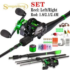 Аксессуары Sougayilang Baitcasting Fishing Stder и катушки Комбоям 5 сечений углеродного волокна и максимальная катушка с максимальным перетаскиванием для Bass Pesca