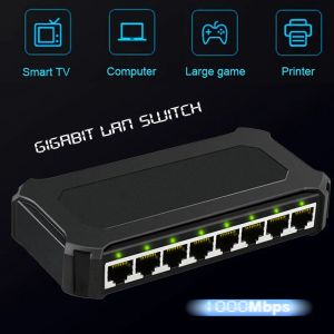 Anahtarlar Fiş Oynat 8 Port Gigabit Switch Ethernet Hub RJ45 5 Port Gigabit Anahtar 1000m Ağ Anahtarı LAN Çevrimiçi Oyun Adaptör 1G Anahtarıcı