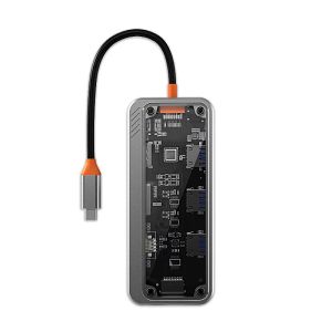1 Tip C Hub Dock İstasyonu USB HUB - 4K HDMI RJ45 Uyumlu Kablosuz Şarj PD 100W Hızlı Şarj USB 3.0 Adaptör