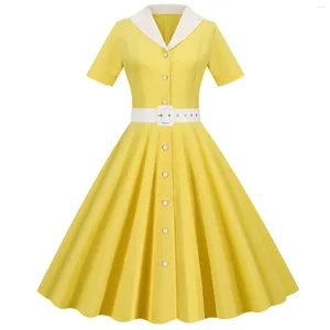 Sıradan elbiseler zarif vintage hepburn tarzı parti elbise kadınlar yaz retro 50s 60s salıncak pimi rockabilly robe vestidos