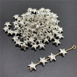 50pcs 6x6mm alaşım boncuklar kapak antik gümüş cazibe yıldız şekli kolye takılar için takı yapmak DIY aksesuarları 240408