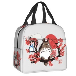 Bags minha sacola de almoço isolada do vizinho Totoro para mulheres Hayao Miyazaki Cooler Thermal Food Lunch Bow Work School