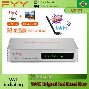 Receptores gtmedia v7 TT decodificador dvbt2/c/j.83b 1080p Receptor de TV de TV digital TV Digital Receptor H.265 HEVC 10bit Support CCAM WiFi USB WiFi