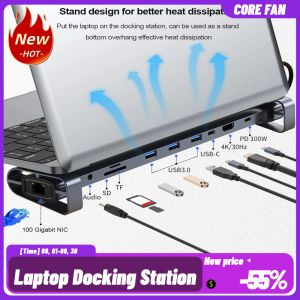 İstasyonlar USB C Dock Kulaklık/Hoparlör Bağlantıları Hub Dongle SD/TF Kart Okuyucu 100W PD RJ45 GIGABIT Ethernet MacBook Huawei için Aux