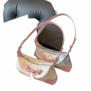 Bow Tie Chic Y2K çanta PU deri moda omuz çantası ctrast renk debriyaj çanta dükkanı kadın ve kızlar için flört çantası j3zm#