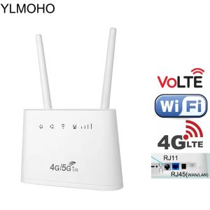 Маршрутизаторы yizloao b311v 4g LTE Router 300 Мбит / с беспроводной RJ11 CPE 4G LTE Mobile Voice Volte Wifi Hotspot 2pcs Точки доступа антенны