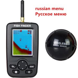 Bulucu Rusya Menüsü FFW718 Yükseltilmiş kablosuz taşınabilir balık bulucu 40m/120ft sonar derinlikli ses alarmı Ocean River Lake