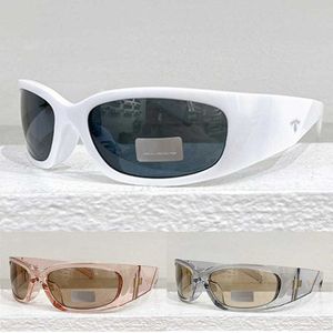 Sembol güneş gözlükleri spra14 lüks tasarımcı kadınlar kutuplaşmış güneş gözlüğü tebeşir beyaz geometrik çerçeve kayrak gri lens moda bayan fit gözlükleri orijinal kutu