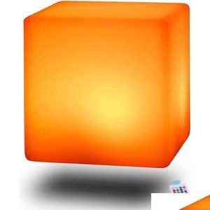 Gece Işıkları E 16 inç LED Küp Sandalye Sıkıştırılabilir Şarjlı Kablosuz Uzaktan Kumanda Yan Tablo - ADT DHGNP için 16 RGB Renk Koltuğu