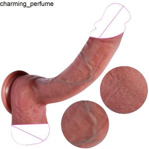 Новинка 9 -дюймовая реалистичная тонкая тяга искусственного фаллоимитатора, делая дилдо, жидкость силиконовая резина для взрослых секс -игрушки для женщин фаллоимитатор