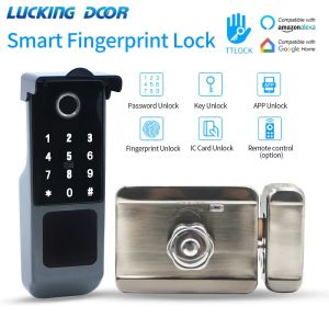 Управление водонепроницаемым приложением ttlock Smart Bluetooth отпечаток пальцев электронная замка RFID -карта на открытом воздухе дверь интеллектуальная блокировка блокировки двигателя без ключа.