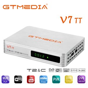 Receptores GTMedia V7 TT TV Decodificador DVBT2 Cabo digital com USB WiFi H.265 10bit Full HD 1080p com a antena WiFi Free Ship